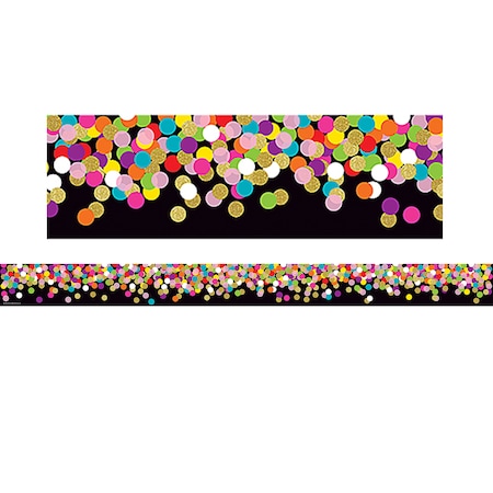 Teacher Created Resources Colorful Confetti on Black Straight Border Trim, 35 Feet/Pack, PK6 TCR8797